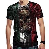 TiwBski Camiseta Masculina Com Estampa Da Bandeira Do México Com Mangas Curtas Preto 3 M