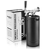 TMCRAFT Sistema De Torneira Growler De 3 628 G Mini Barril De Aço Inoxidável Pressurizado Com Jaqueta Térmica Sistema De Dispensador Doméstico Portátil Para Manter Fresco E Carbonatação Para
