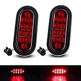 TMH Pacote Com 2 Luzes LED Ovais De 15 Cm 10 LEDs Montagem Embutida Vermelho Sinalizador Freio Luz LED Para Caminhão Trailer ônibus 12 V Ilhó De Borracha E Plugue Incluídos
