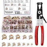 Tnisesm 121 Peças 6 22 Mm Braçadeira De Mangueira De Mola Kits Sortidos Com Faixa Plana Giratória Alicate De Braçadeira De Mangueira De Combustível Braçadeira De Tubo De Ação De Vácuo De Silicone Braçadeira De Clipe De Ar De Baixa Pressão Para Braçadeiras De Mangueira
