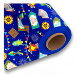 Tnt Estampado Arraiá Festa Junina Caipira Azul 9 00m X 1 40