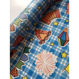 Tnt Estampado Festa Junina Caipira Xadrez Azul 1 4 X 10 Mts