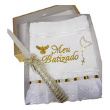 Toalha Batizado Batismo Bordado Meu Batizado Terço Vela 1u