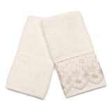 Toalha De Mão Algodão Bordado Lavabo Banheiro Social Kit 2pç