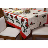 Toalha De Mesa 6 Cadeira Floral Vermelho 220x145 Imperdível Cor Rosa Vermelha