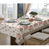 Toalha De Mesa 6 Lugares Retangular Rústica Luxo 1 40x2 10m