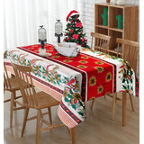 Toalha De Mesa 8 Cadeira Natal Tecido Linhão 2 50m X 1 45m Cor Velas Coloridas