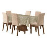 Toalha De Mesa De 6 Lugares Tecido Jacquard Retangular 
