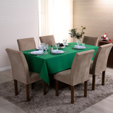Toalha De Mesa Festa Natal 6 Lugares 2 00 X 1 40 Oxford Liso Cor Verde Lisa