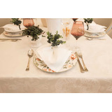 Toalha De Mesa Impermeável 10 Lugares 1 70 X 3 20m Jacquard Cor Medalhão Pérola