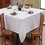 Toalha De Mesa Jacquard Adamascado Luxo 12 Lugares 3-50mx1-40m -Branco-