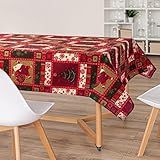 Toalha De Mesa Natal Natalina Papai Noel Vermelho 8 Lugares