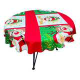 Toalha De Mesa Natal Oxford Redonda 4 Lugares 1 40 X 1 40