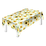 Toalha De Mesa Retangular 6 Lugares Girassol Em Oxford Cor Amarelo