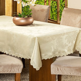 Toalha De Mesa Retangular Jacquard Medalhão Para 6 Lugares