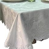 Toalha De Mesa Tecido Jacquard Luxo Bordado 6- 8-12 E 14 Lugares Retangular-12 LUGARES-CINZA-