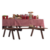 Toalha De Mesa Xadrez Piquenique Quadrada 1 40m X 1 40m Cor Vermelho Cor