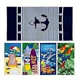 Toalha De Praia Grande Infantil Adulto Estampada Super Absorvente 100 Microfibra Leve Compacta Resistente à Areia Toalha Tropical Flora Animal