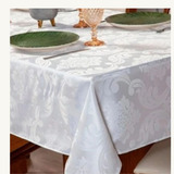Toalha Forro De Mesa 8 Lugares Tecido Nobre Jacquard Cor Branco Liso