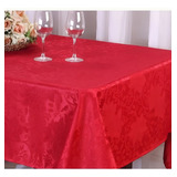 Toalha Forro De Mesa 8 Lugares Tecido Nobre Jacquard Cor Vermelho Liso