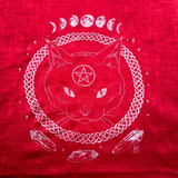 Toalha Gato Vermelho Pentagrama Wica Taro Runas Altar Bruxa