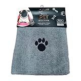 Toalha Grande Pet Banho Microfibra Cães Gato Alta Secagem -Cinza-