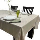 Toalha Mesa Jacquard 6 Lugares 2x1 35m Luxo E Elegância Cor Bege Quatrofoil