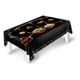 Toalha Mesa Poker Jogo Cassino Oxford Retangular 6 Lugares Cor Preto Geométrico