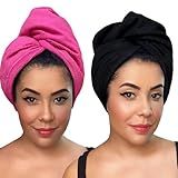 Toalha Para Cabelo Anti Frizz Grande Turbante Microfibra Touca Secar Cabelo Magica Banho Niale Preto 