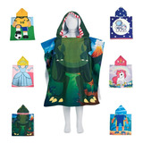 Toalha Poncho De Praia Piscina Infantil Com Capuz Estampada