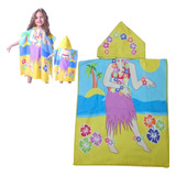 Toalha Poncho Roupão Com Capuz Praia Piscina Natação Menina
