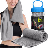 Toalha Rosto Microfibra Refrescante Fit Academia Seca Rápido Mbfit Cold Towel Cinza