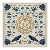 Toalha Tarot Altar Pentagrama Flores Tamanho 75x75