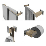 Toalheiro Duplo Inox 304 Kit Acessórios Banheiro Linha Q