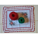 Toalhinha Bordada E Com Croché Vermelha 35 X 43