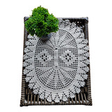 Toalhinha Mesa Crochê Barbante Oval Cru 0 45 X 0 35cm