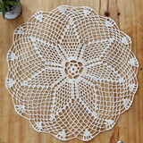 Toalhinha Mesa Redonda Linha Cleia Algodão 38cm Bege