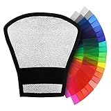 TOAZOE Difusor De Flash De Dois Lados Softbox Refletor Prata Branco Para Canon Nikon Pentax Yongnuo Godox Sigma Speedlite 20 Peças De Filtro Pop Up De Gel De Iluminação Colorida Estroboscópica