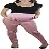 ToBeInStyle Calça Social Feminina Elástica Com Perna Skinny Para Gestantes Rosa Small