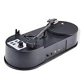 Toca Discos De Vinil USB Alto Falante Estéreo Embutido 33 45RPM Giratória Para Gravação Doméstica Reprodutor De Música Conversor Para MP3 TF Card Portátil Mini Gramofone Black