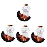 Toddmomy 4 Conjuntos Vestido De Halloween Roupa Infantil De Dia Das Bruxas Traje De Roupas De Halloween Para Meninas Saia Tutu Tule Princesa Body De Abóbora Fio Bebê Macacão Bordado