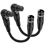 Togconn Adaptador De Cabo De Extensão De Microfone Xlr De 2 Pacotes De 0 6 Pés 90 Graus Xlr Fêmea Para Reto Xlr Macho Conector De Microfone De 3 Pinos Para Alto Falante Estúdio De Gravação Mixer De