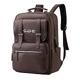 Tok Mochila Couro Premium Para Notebook De Até 15,6 Polegadas Clássica E Elegante (marrom Escuro)