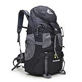 TOKSHOP Mochila Camping Cargueira 50 Litros Grande Reforçada Impermeável Caminhadas Trilhas Viagens Preto 