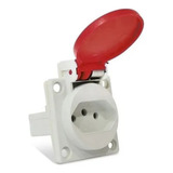 Tomada 2p T Embutir Com Tampa 250v 10a Steck Azul Ou Verm Cor Vermelho