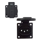 Tomada De Embutir 2p t Padrão Br 10a 20a 250v Vermelha Tampa Cor Preto