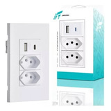 Tomada De Parede Dupla Usb Tipo C Embutir Bivolt Carregador