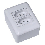 Tomada Dupla 10a Sistema X Externa Branca Overlap Blux Cor Cinza