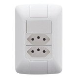 Tomada Dupla 2p t 10a Interruptor Simples 250v Tramontina Cor Branco