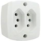 Tomada Dupla Sobrepor Retangular Bip 2P T 20A 250V Branca Ilumi